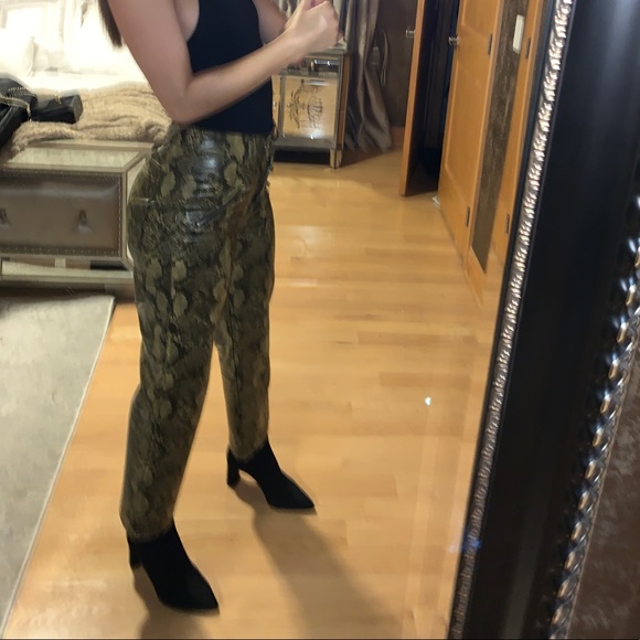 Black & Olive Green Snakeskin Pants - Picture 3 of 3
